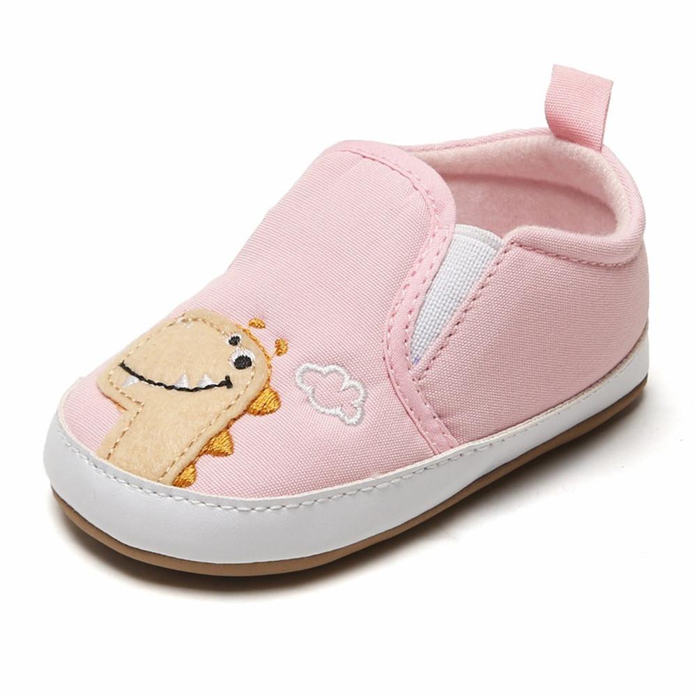 Baby Girls Dinosaur Slip On Canvas Sneakers - PrettyKid