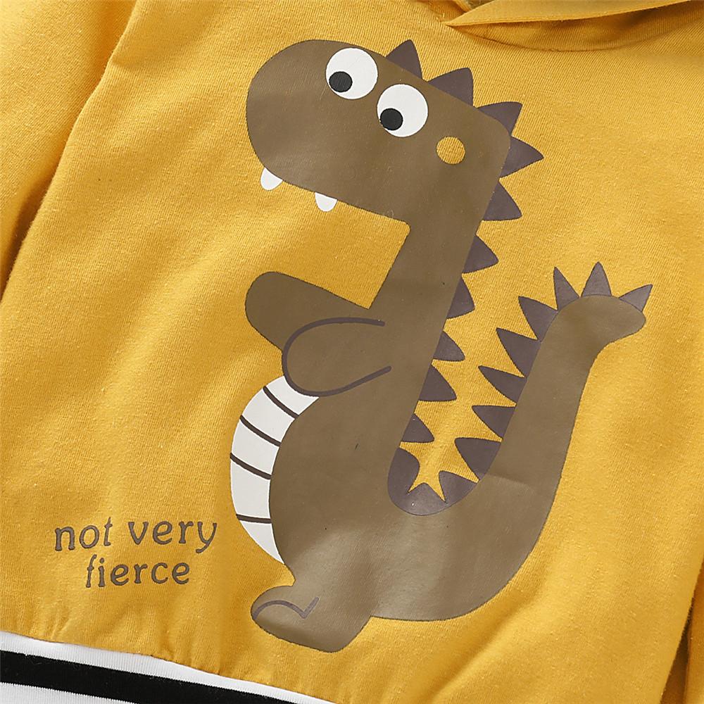 Baby Boys Dinosaur Striped Hooded Top & Pants Baby Wholesales - PrettyKid