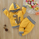 Baby Boys Dinosaur Striped Hooded Top & Pants Baby Wholesales - PrettyKid