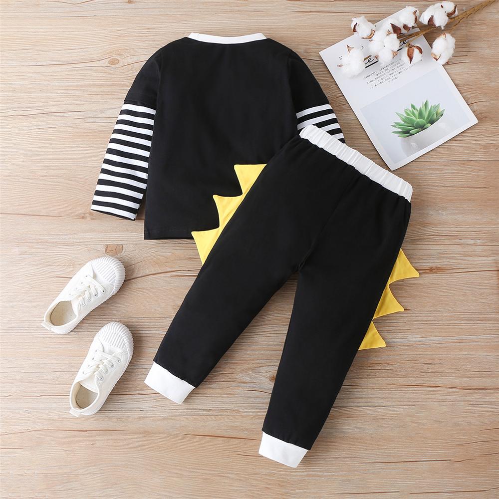 Boys Dinosaur Striped Long Sleeve Top & Pants Boys Wholesale - PrettyKid