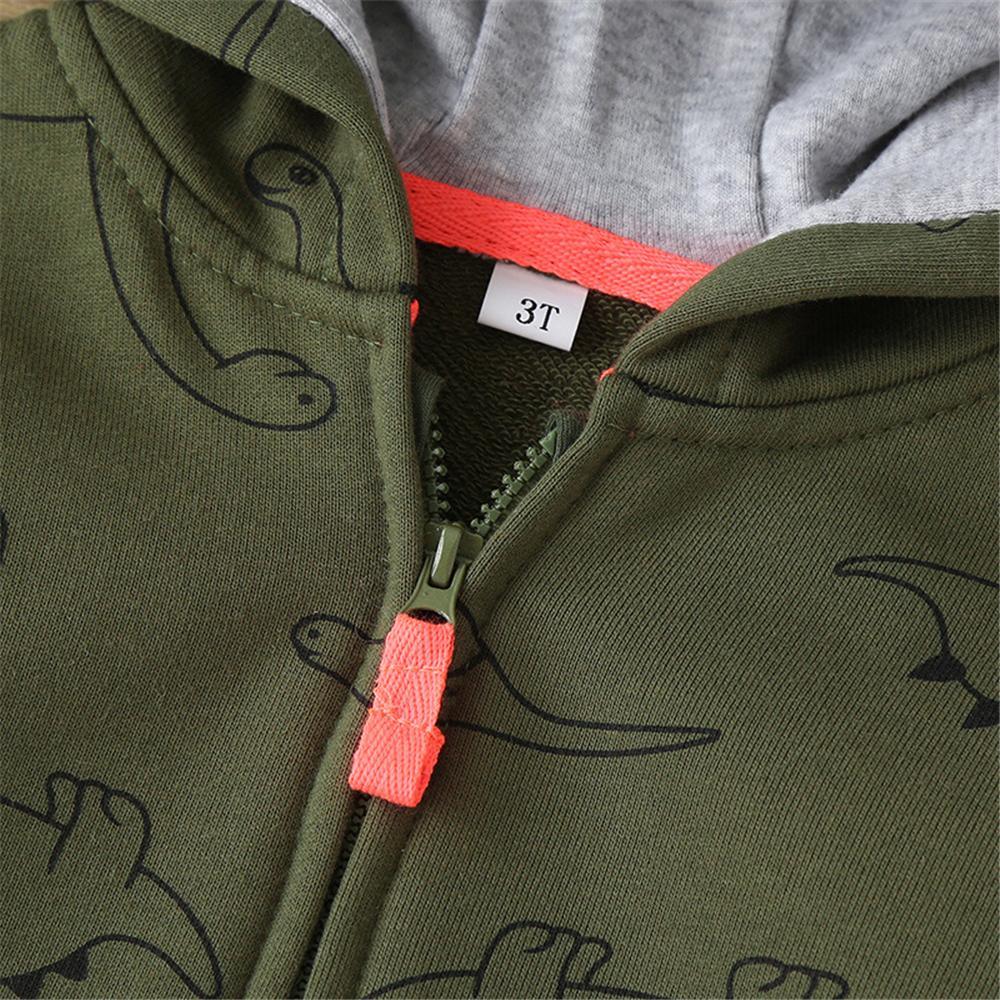 Baby Boys Dinosaur Zipper Long Sleeve Hooded Jacket Boy Clothes Wholesale - PrettyKid