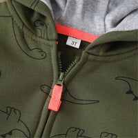 Baby Boys Dinosaur Zipper Long Sleeve Hooded Jacket Boy Clothes Wholesale - PrettyKid