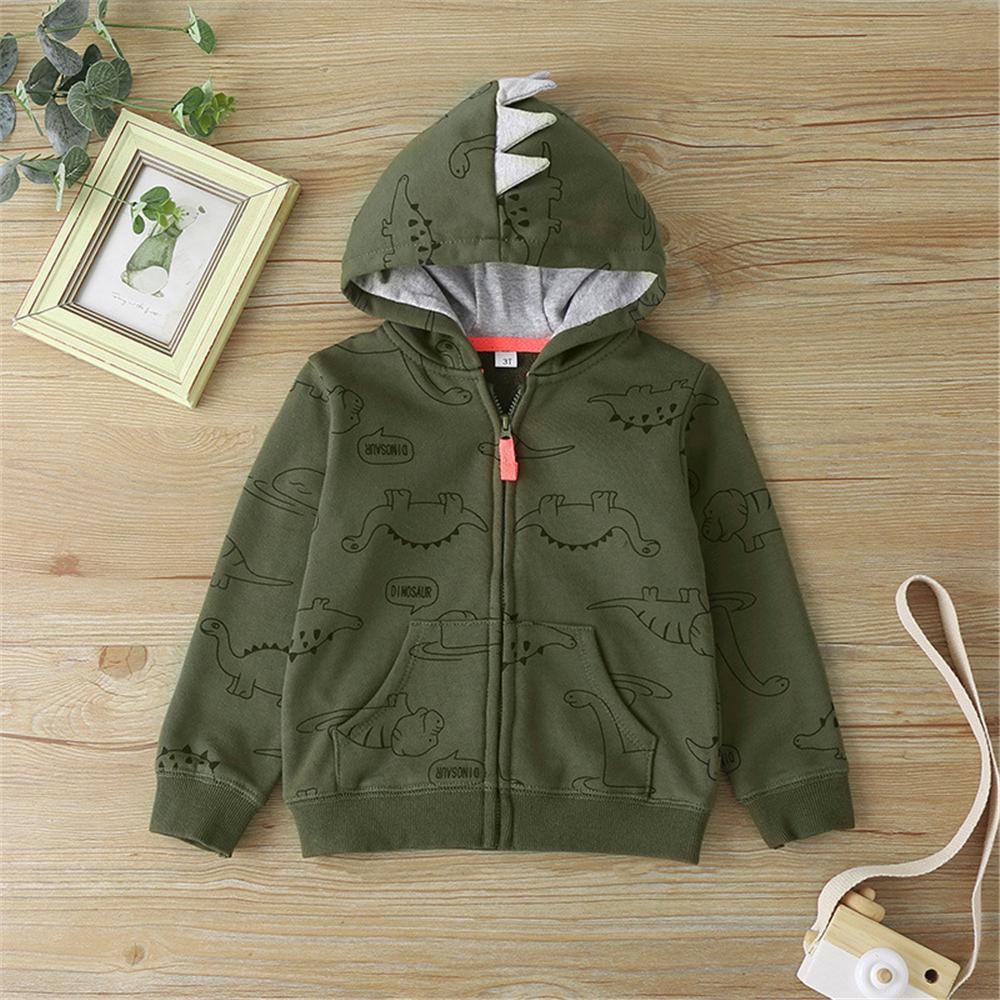 Baby Boys Dinosaur Zipper Long Sleeve Hooded Jacket Boy Clothes Wholesale - PrettyKid