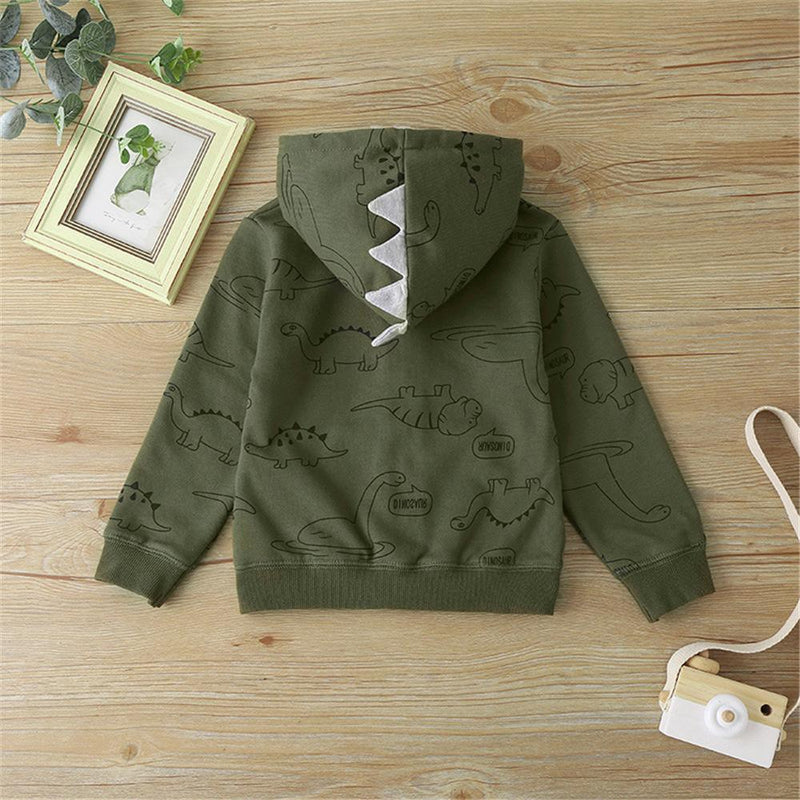 Baby Boys Dinosaur Zipper Long Sleeve Hooded Jacket Boy Clothes Wholesale - PrettyKid