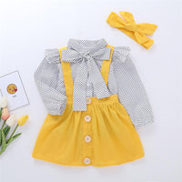 Girls Dolka Dot Long Sleeve Blouse & Skirt - PrettyKid