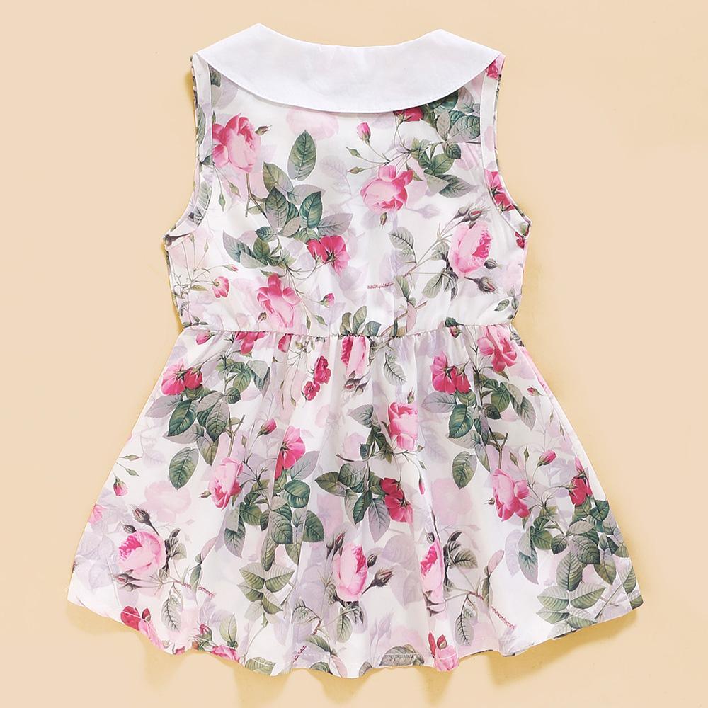 Baby Girls Doll Collar Floral Printed Sleeveless Dress Spanish Baby clothing Wholesale - PrettyKid