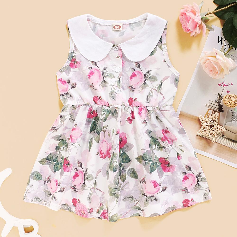 Baby Girls Doll Collar Floral Printed Sleeveless Dress Spanish Baby clothing Wholesale - PrettyKid