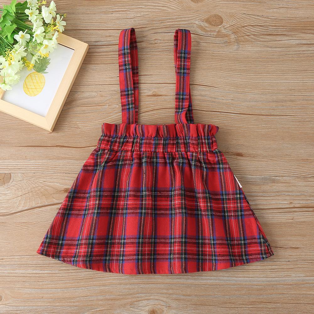 Baby Girls Dragon Long Sleeve Romper & Plaid Suspender Skirt Wholesale - PrettyKid