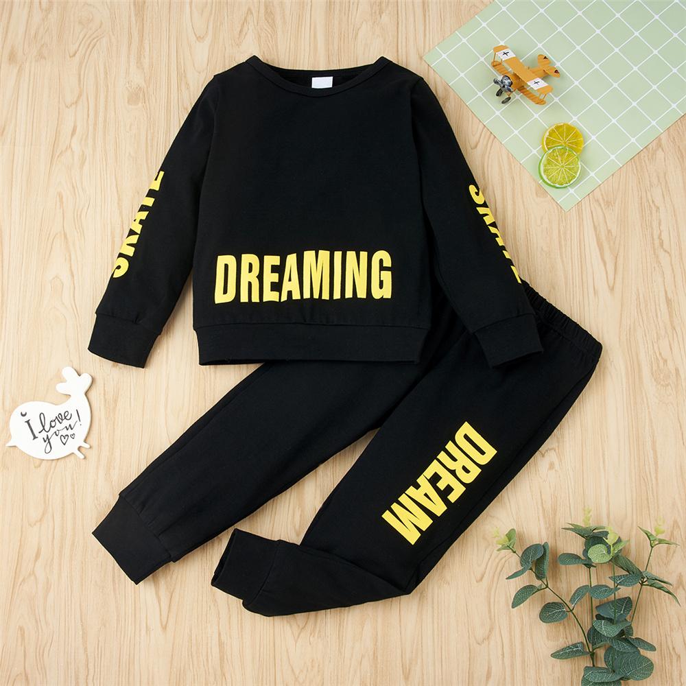Unisex Dreaming Printed Long Sleeve Top & Pants Kids Wholesale Clothing Warehouse - PrettyKid