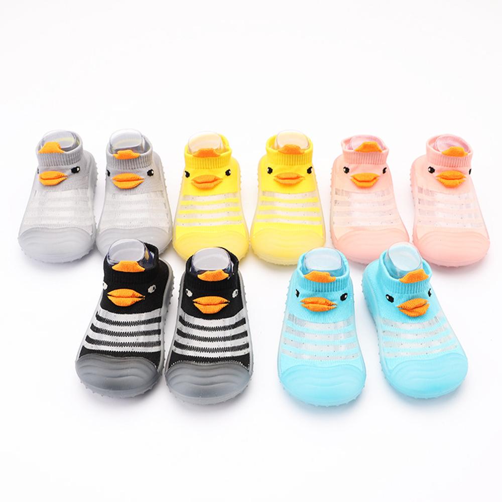 Baby Duck Cartton Stripe Knitted Shoes - PrettyKid