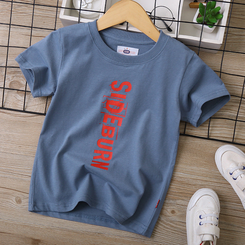 3-11Y Crew Neck Letter Print Short Sleeve Kids Tee Shirts Wholesale Kids Boutique Clothing - PrettyKid