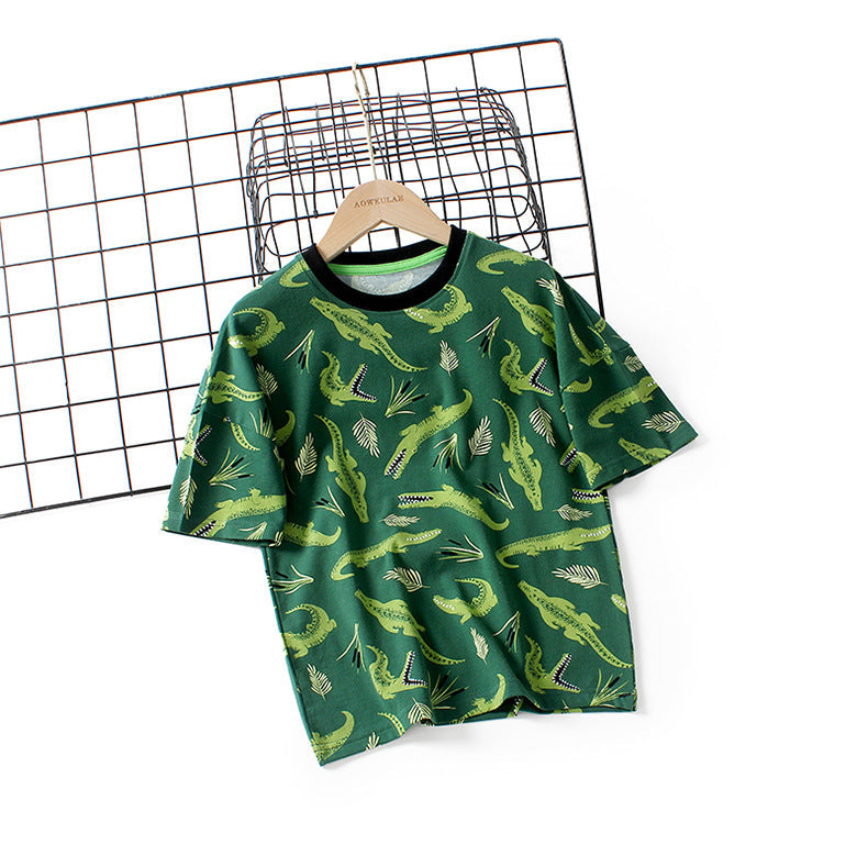 5-13Y Kid Boys Dinosaur Bear Print Crew Neck T-Shirts Wholesale Kids Boutique Clothing - PrettyKid