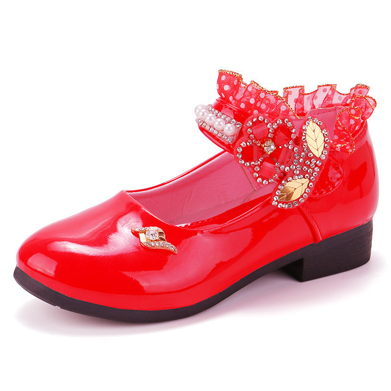 Bright Leather Lace Princess Shoes For Kid Girls - PrettyKid