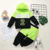 Colorblock Amazing Number 2 Print Hoodie Hat Set With Pant Kids Designer Clothing Wholesale - PrettyKid