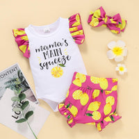 Baby Girl Letter & Bee Print Jumpsuit And Briefs With Headband Cheap Baby Outfit Sets - PrettyKid