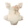0-18M Baby Girls Bodysuit Flower Decor Lace Flutter Sleeve Wholesale Baby Clothing - PrettyKid