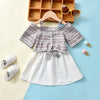 18M-6Y Toddler Girls Sets Plaid Button Cami Tops & Skirts Wholesale Little Girl Clothing