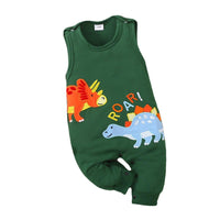 Baby Boy Sleeveless Cartoon Dinosaur Romper Baby One Piece Jumpsuit - PrettyKid