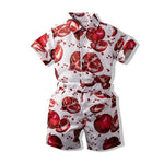 9M-6Y Toddler Boys Suit Sets Red Pomegranate Shirts & Shorts Wholesale Boys Clothing - PrettyKid