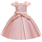 4-12years Children's Clothing Bow-Neck Dress Satin Girl Princess Dress Children's Performance Clothing - PrettyKid