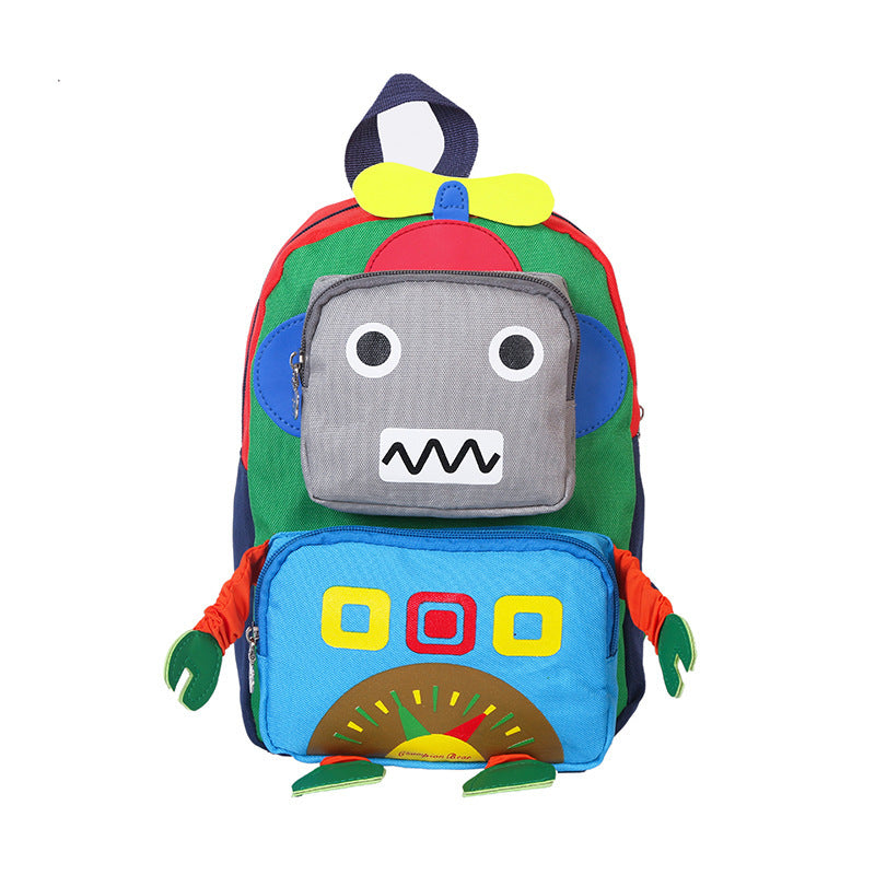 Cartoon Colorblock Robot Backpack - PrettyKid