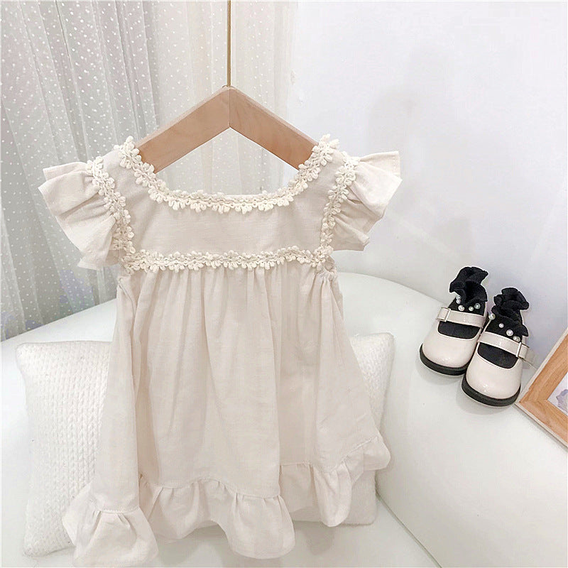 18M-7Y Dresses For Girls Vintage Embroidered Sleeveless Fungus Edge Wholesale Toddler Clothing - PrettyKid
