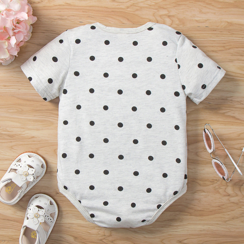 Baby Boys And Girls Short Sleeve Dotted Bodysuit Wholesale Baby Onesies - PrettyKid