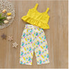 Cami Button Ruffle Hem Top And Pants Wholesale Girls Clothes Sets - PrettyKid