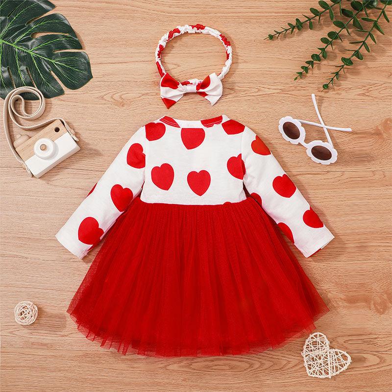 Baby Girl Mesh Polka Dot Bow Dress With Headband Baby Polka Dot Dress - PrettyKid