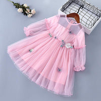 Butterfly & Flower Mesh Long Sleeve Tutu Dress Toddler - PrettyKid