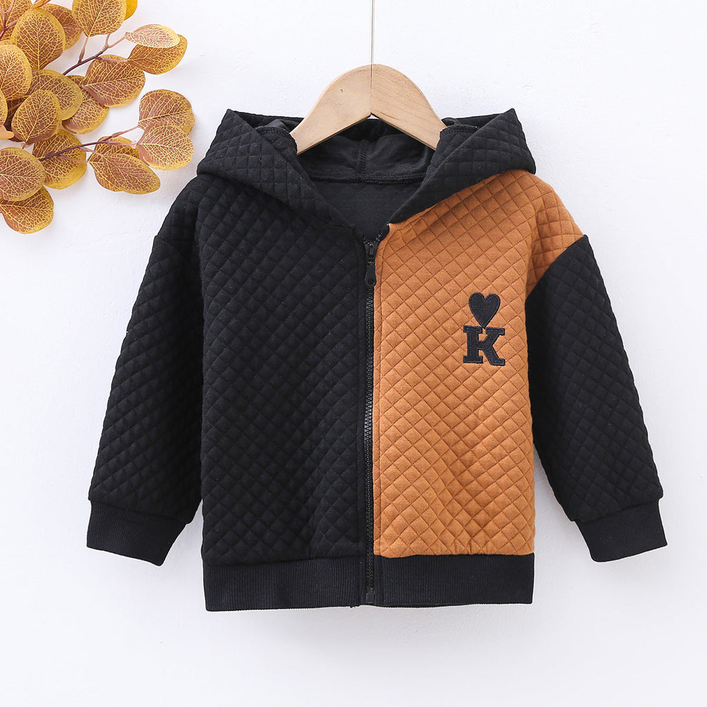 Colorblock Letter Print Hooded Toddler Boys Coat Wholesale - PrettyKid