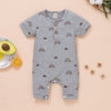 Baby Boy Short-Sleeved Rainbow-Print Ribbed Bodysuit Wholesale Baby Rompers - PrettyKid