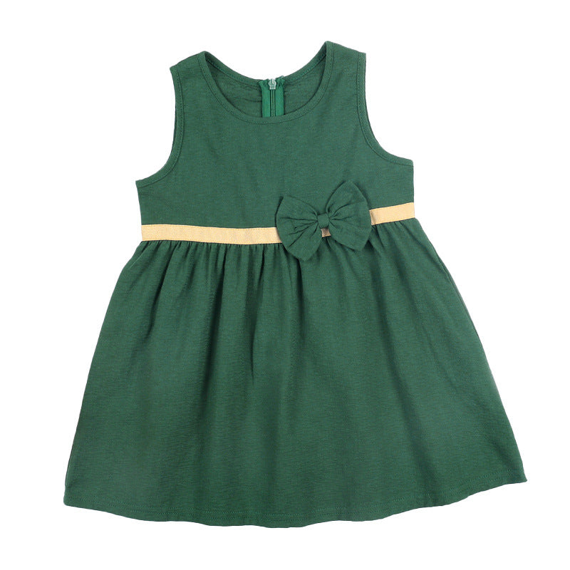 18months-6years Toddler Girl Dresses Bow Fashion Sleeveless Summer Children's Dress - PrettyKid