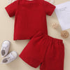 BABY Printed Solid Color T-Shirt And Shorts Baby 2 Piece Set - PrettyKid