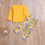 Baby Girl Letter Print T-Shirt And Flower Print Pants Two Piece Baby Sets - PrettyKid