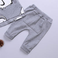 Baby Boys Elephant Cartoon Solid Tops & Pants - PrettyKid