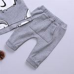 Baby Boys Elephant Cartoon Solid Tops & Pants - PrettyKid