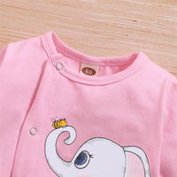 Baby Girls Elephant Long Sleeve Romper Wholesale Baby Clothes Bulk - PrettyKid