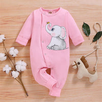 Baby Girls Elephant Long Sleeve Romper Wholesale Baby Clothes Bulk - PrettyKid