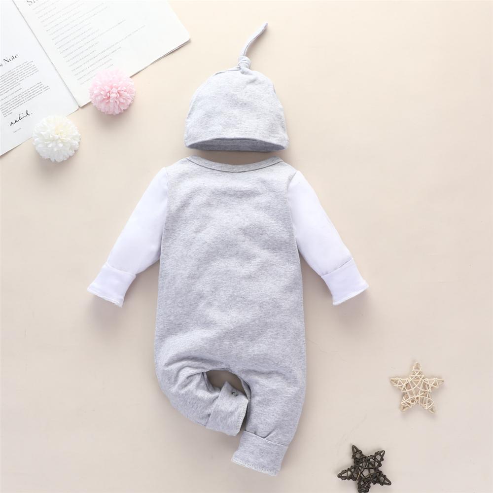 Baby Boys Elephant Long Sleeve Romper & Hat Wholesale Baby Rompers - PrettyKid