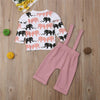 Toddler Girls Elephant Long Sleeve Top & Bow Overalls Baby Girl Wholesale - PrettyKid