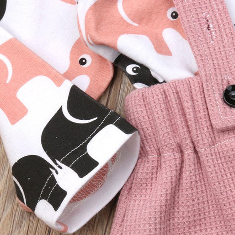 Toddler Girls Elephant Long Sleeve Top & Bow Overalls Baby Girl Wholesale - PrettyKid