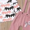 Toddler Girls Elephant Long Sleeve Top & Bow Overalls Baby Girl Wholesale - PrettyKid