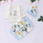 Baby Elephant Pattern Animal Romper & Pants & Hat Babywear Wholesale - PrettyKid