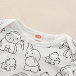 Baby Unisex Elephant Printed Short Sleeve Romper Baby clothes Wholesale - PrettyKid