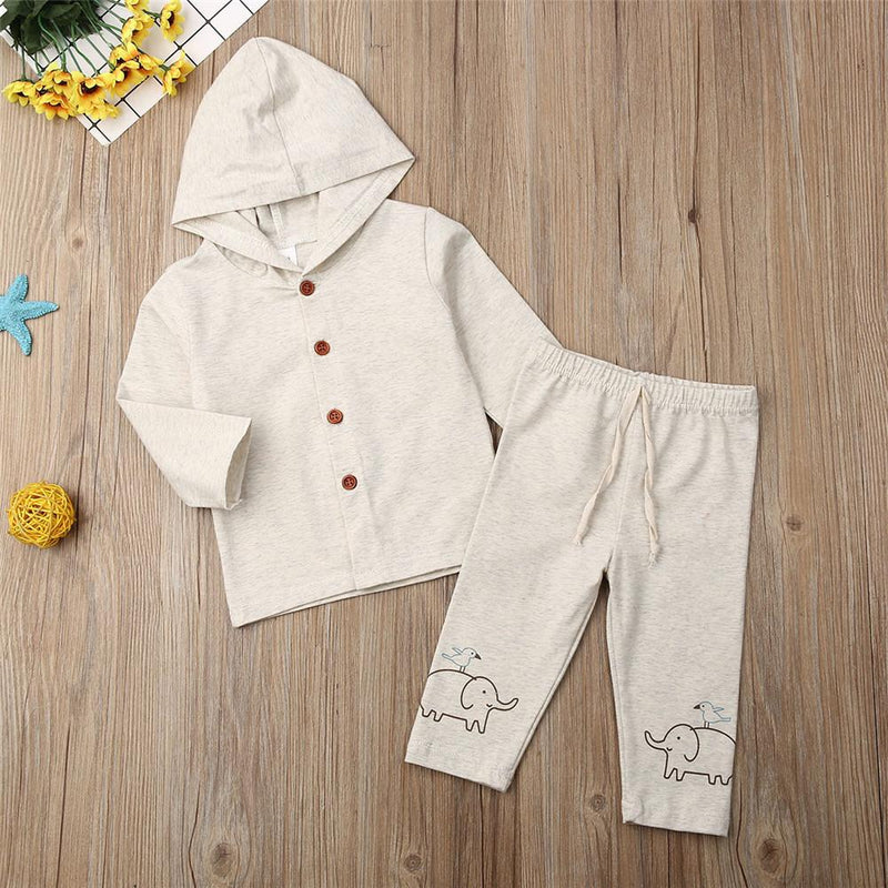 Baby Boys Elephant Printed Solid Letter Rompers & Jackets & Pants - PrettyKid