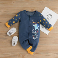 Baby Boys Elephant Star Long Sleeve Romper Cheap Baby Clothes In Bulk - PrettyKid