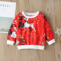 Girls Elk Animal Printed Long Sleeve Tops - PrettyKid