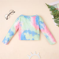 Toddler Girls Embroidery Tie Dye T-shirt Girls Clothing Wholesale - PrettyKid