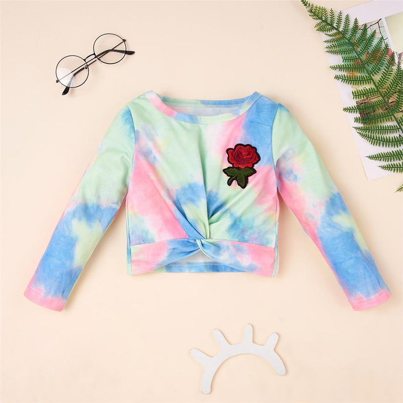 Toddler Girls Embroidery Tie Dye T-shirt Girls Clothing Wholesale - PrettyKid